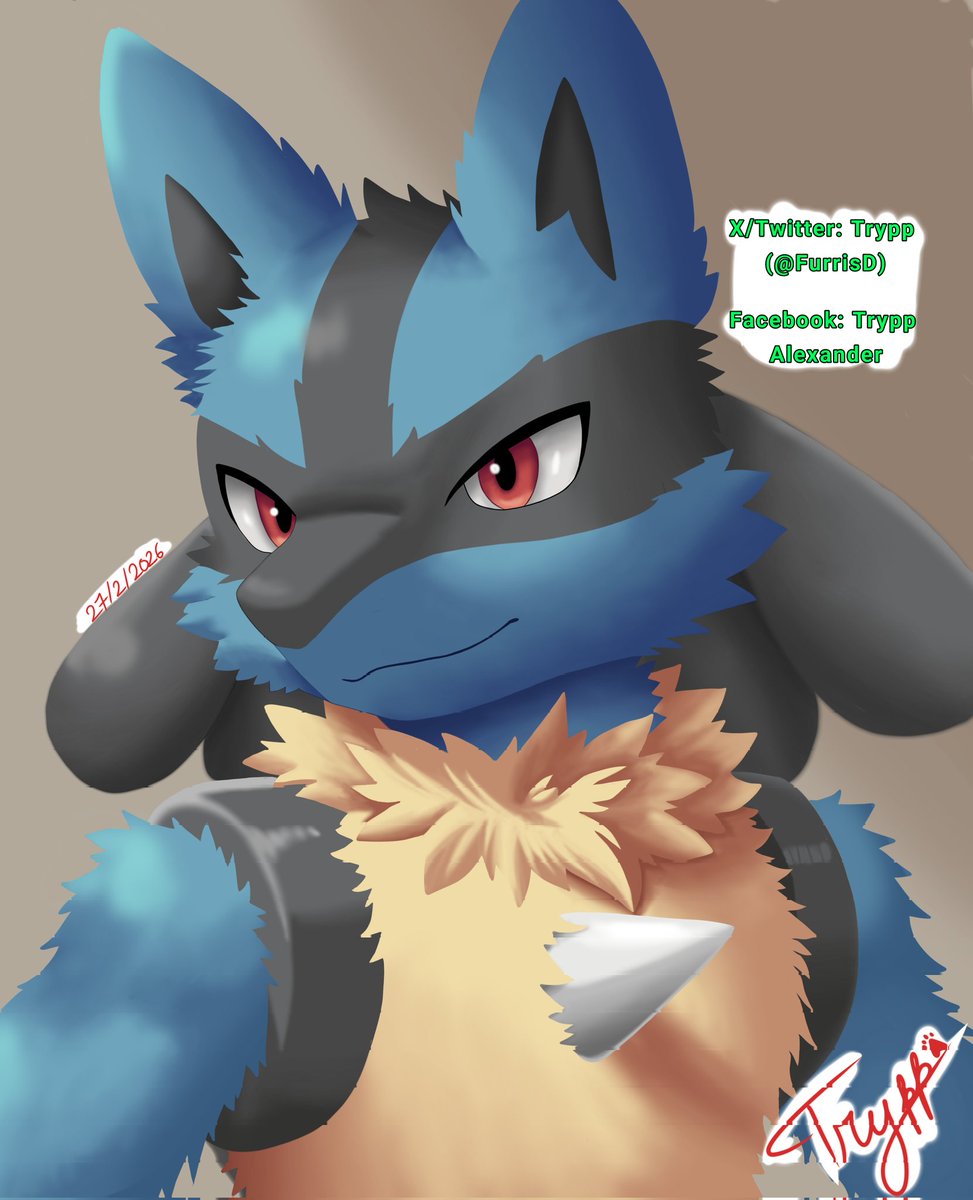 FurrisD's tweet photo. Lucario, usando ptra tecnica mas.... "realista" xd 

#lucario #pokemonfanart #furryartist #pokemon https://t.co/L1h3EQJRPG