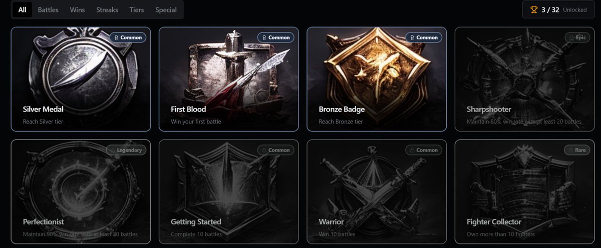 Achievements and Quests just got revamp.

We went back into the system and redesigned how progression feels inside Battl. Cleaner structure. Clearer milestones. Better tracking. More satisfying rewards. It now feels like an actual competitive journey instead of a checklist
