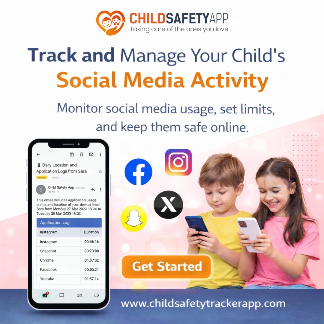 child_tracker's tweet photo. With the Child Safety Tracker App, you can monitor social media usage, set limits, and protect your child's online activities. 🛡️📱

👉 Get started here: https://t.co/RkZNxc65II

#ChildSafety #ParentingTips #OnlineSafety #SocialMediaMonitoring #FamilyFirst #DigitalWellness https://t.co/J8zBaS64k5