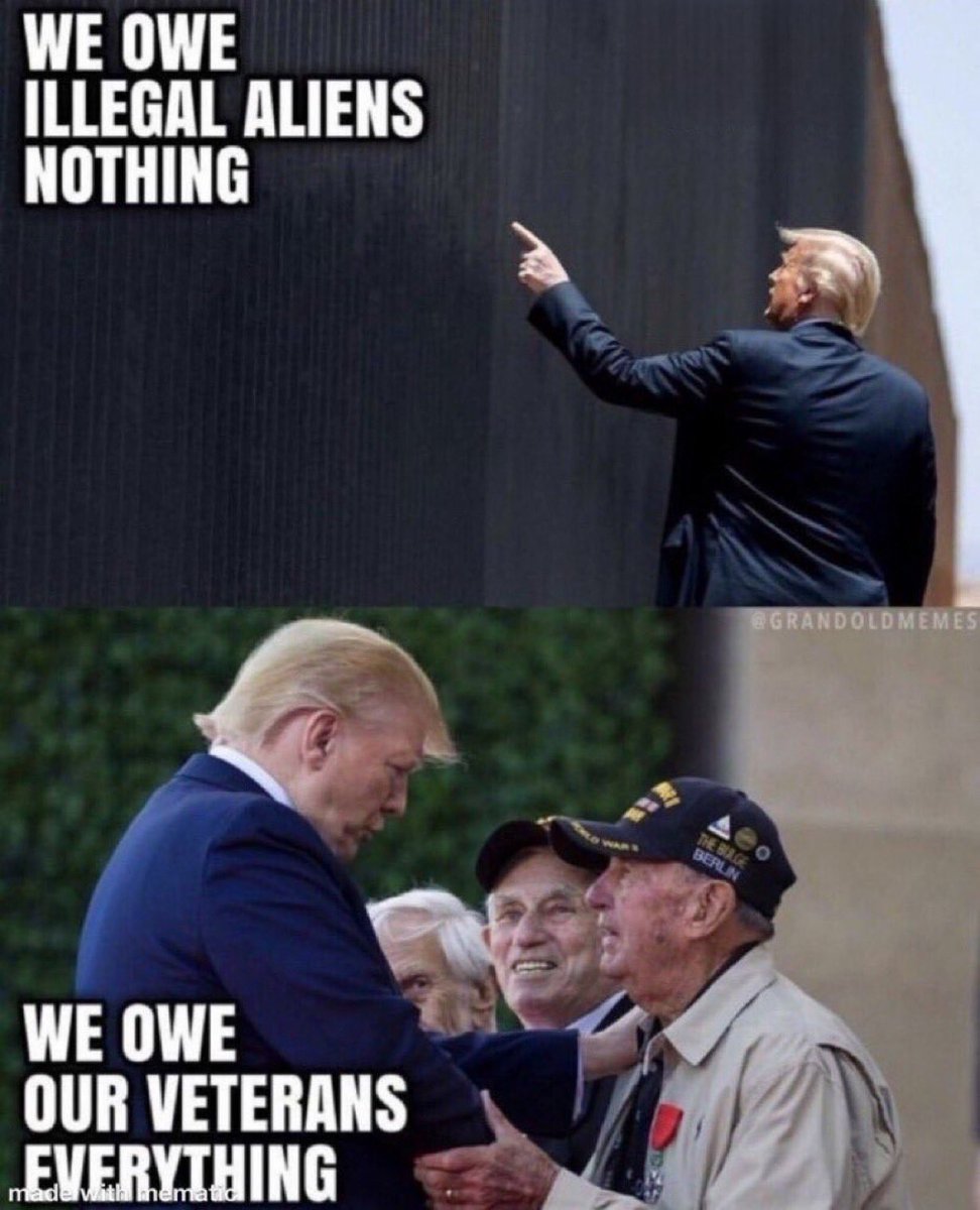 We owe illegals nothing.  We owe Our Veterans Everything.  WWG1WGA 🇺🇸❤️🙏🕊️