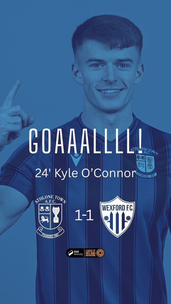 AthloneTownAFC's tweet photo. 24' GOOOOAAAAALLLLLL ATHLONE!
Kyle O'Connor's corner goes in after the keeper fails to stop it going over the line. 1-1 #ATHWEX https://t.co/CIrK1lO6iw