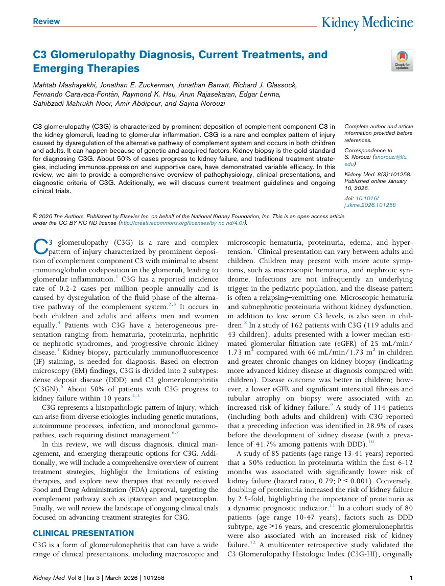 edgarvlermamd's tweet photo. C3 Glomerulopathy Diagnosis, Current Treatments, and Emerging Therapies ca. 2026 from @KidneyMed @JZRenalPath @IgAN_JBarratt @GlassockJ @DrRaymondHsu @Nephronpower @rahaai @SaynaNorouzi 
#Nephpearls 

👉 https://t.co/kJE6y57ag4 https://t.co/ixs4hmVtW4