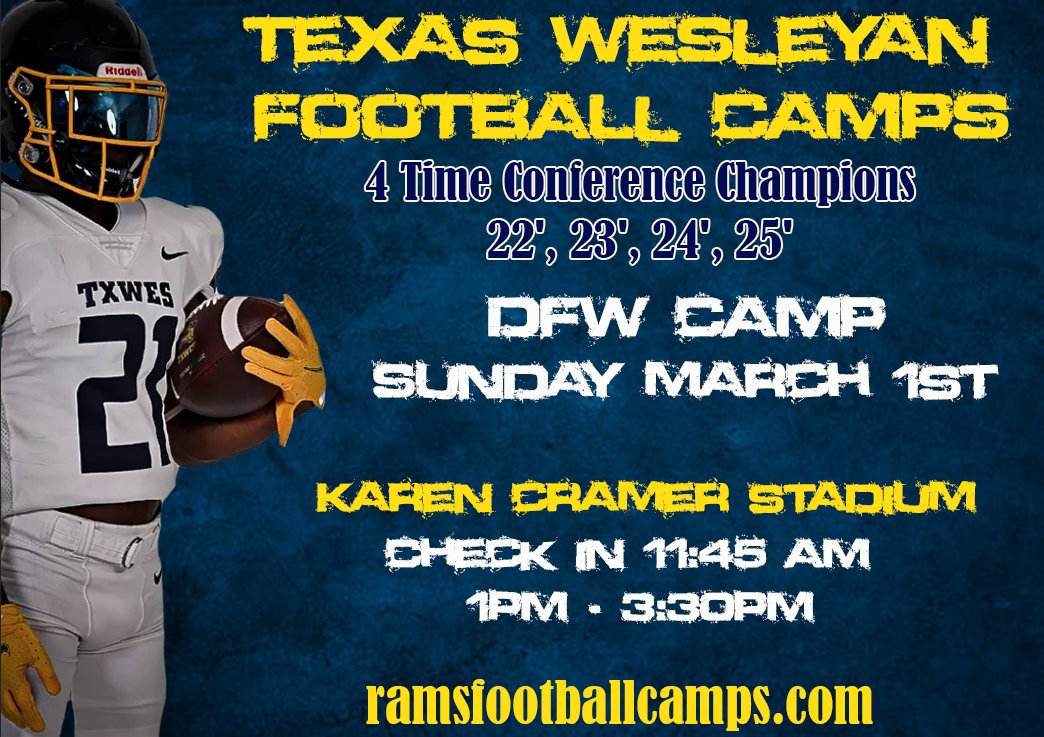 TxWesFootball's tweet photo. 🚨CAMP OPPORTUNITY🚨
Sunday March 1st
Great Opportunity to compete and meet the staff!!  
We are accepting walk ups - $50 cash only

Register today @ https://t.co/WGPTjWHfRB https://t.co/kPDWWBf9Cn