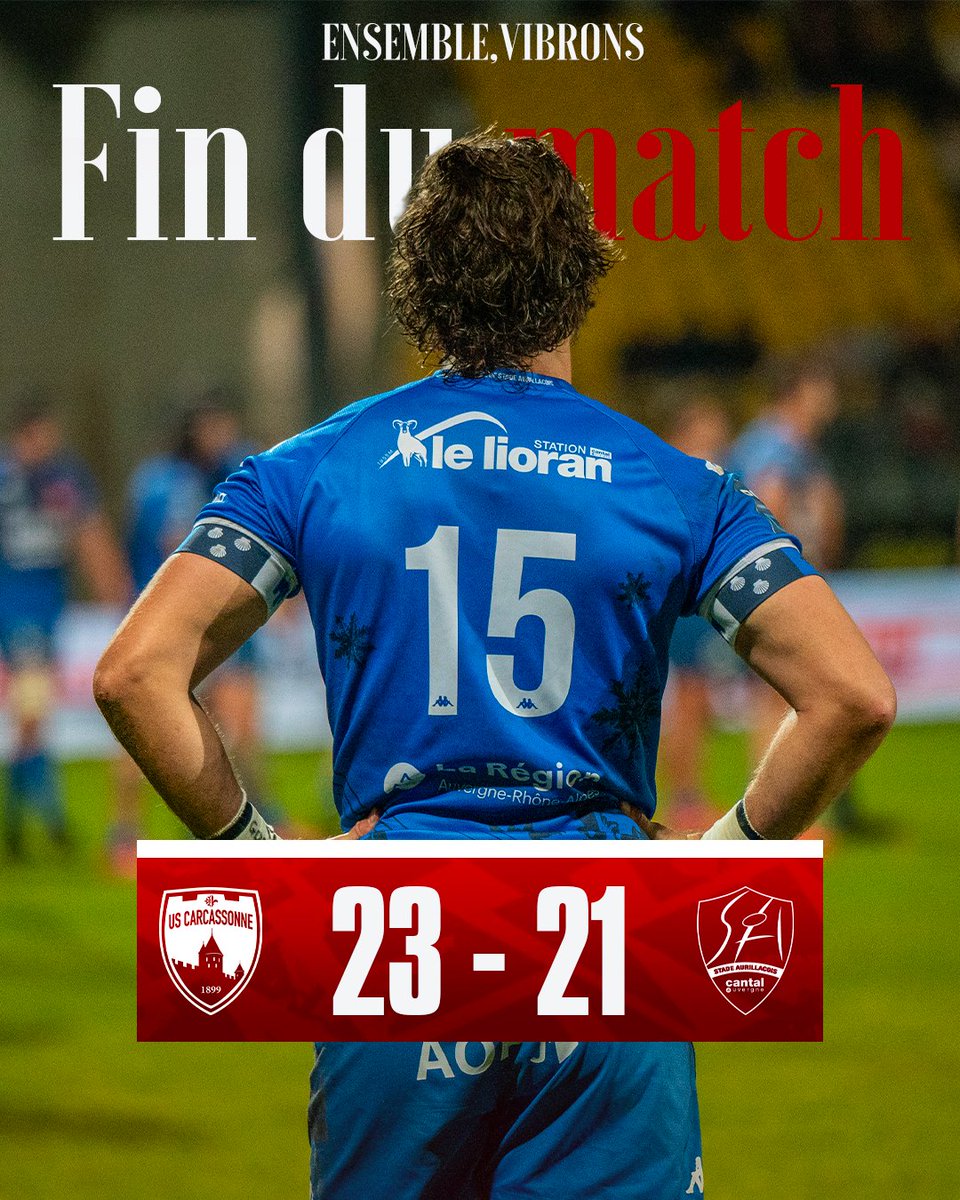 SArugbyofficiel's tweet photo. ⏱️𝐅𝐈𝐍 𝐃𝐔 𝐌𝐀𝐓𝐂𝐇
Au termes d’une rencontre serré de bout en bout, le Stade s’incline après la sirène face à Carcassonne..
Les 𝐑𝐨𝐮𝐠𝐞 & 𝐁𝐥𝐞𝐮 ramènent néanmoins un point précieux d’Albert-Domec.
USC 23-21 SA🔴🔵
#ALLEZLESA #Bienplusquunmaillot #USCSA https://t.co/XLk8z2ysRj