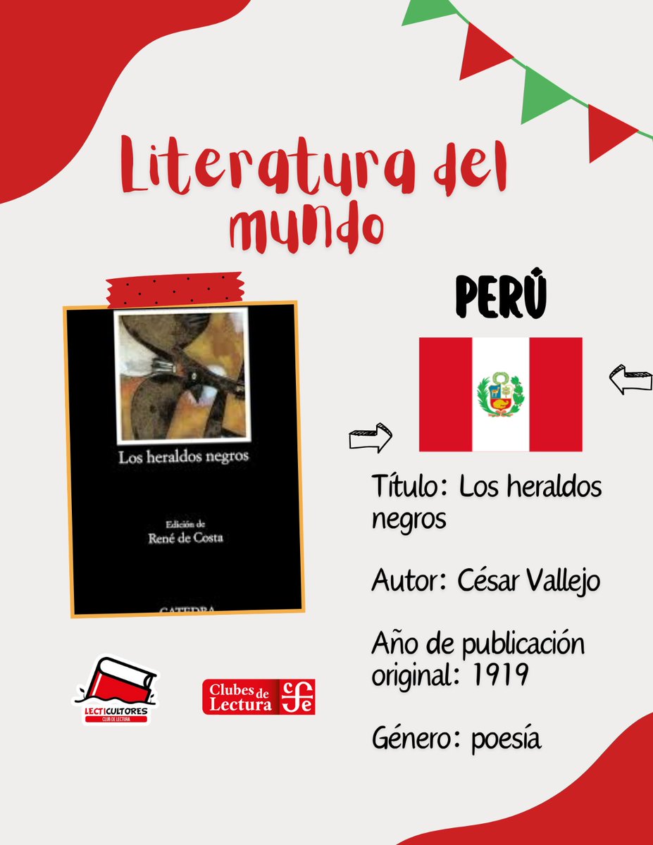lecticultores's tweet photo. #UnPaísUnLibro #Leer #Books #booklover #instabook
#Mundo #LiteraturaMundial #LibrosDelMundo
#Perú #losheraldosnegros #WorldBooks #cesarvallejo https://t.co/tMKgiLHkPI