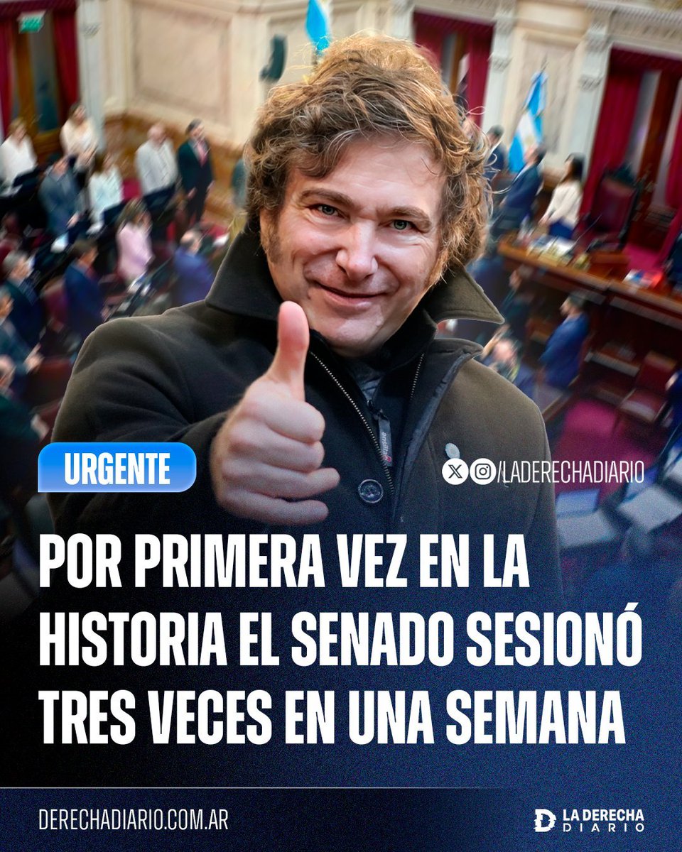🔥 OTRA ARGENTINA 🇦🇷

👉 GRACIAS a MILEI, por PRIMERA VEZ EN LA HISTORIA el Senado sesionó tres veces en una misma semana‼️

En 2023 bajo los K,  la Cámara Alta sesionó tan solo 8 VECES en todo el año 💣

¿BANCÁS ESTE LOGRO?

1- SI ✅ 
2- NO ❌