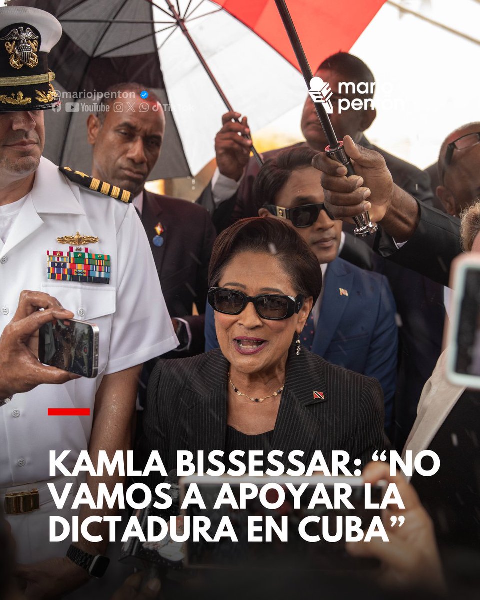 🔴La primera ministra de Trinidad y Tobago, Kamla Persad-Bissessar, afirmó durante la 50ª reunión del CARICOM en St. Kitts y Nevis que su gobierno no apoyará la dictadura en Cuba. Aunque expresó empatía por el pueblo cubano, sostuvo que existe un régimen dictatorial que