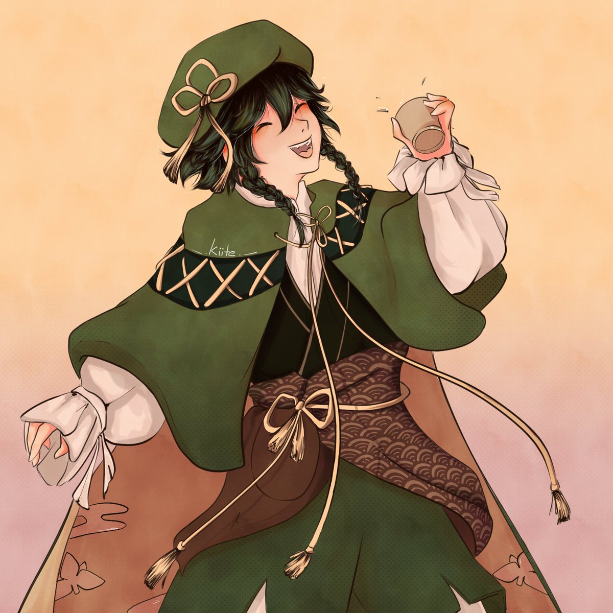 I forgot how to draw so I redraw 
#Venti #GenshinImpact 

2026 vs. 2022