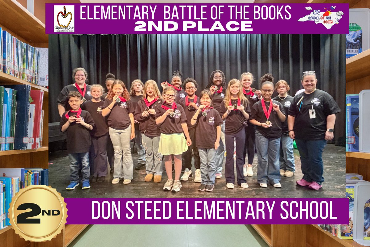 HCSDTIF's tweet photo. Congratulations to our Top 3 elementary Battle of the Books teams! It’s more than a competition — it’s confidence, teamwork, and a love for reading in action. 📖💡#battleofthebooks #hokecountyschools https://t.co/7LcUEQAbMe
