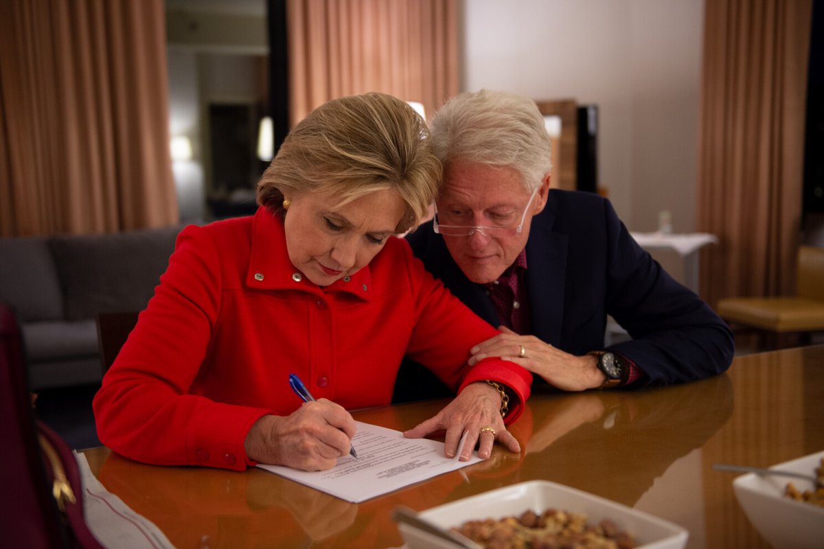 AwakenedOutlaw's tweet photo. Bill Clinton watching Hillary draft his suicide letter. https://t.co/P2iF0adeGP