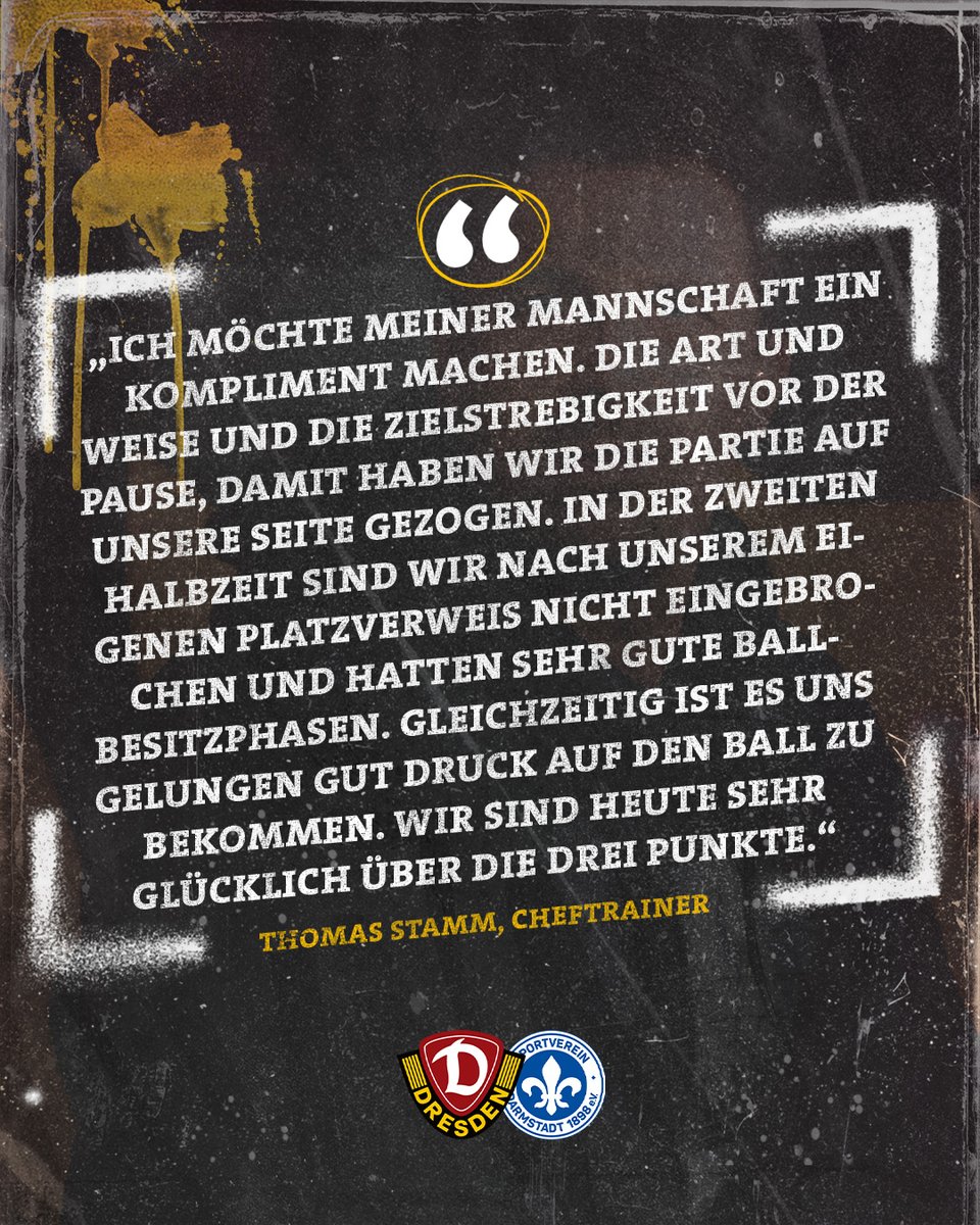 DynamoDresden's tweet photo. Thomas #Stamm nach #SGDSVD: "Mit der Art und Weise und der Zielstrebigkeit vor der Pause haben wir die Partie auf unsere Seite gezogen. Dafür möchte ich der Mannschaft ein großes Kompliment machen." 🗣 #sgd1953 https://t.co/0JtqfqfF1Y