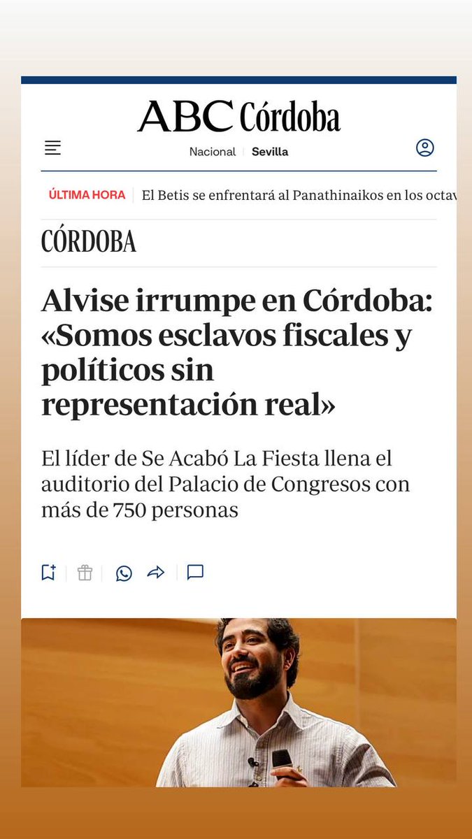 🚨 CÓRDOBA SE LLENA!

Alvise irrumpe y lo dice claro:
“Somos esclavos fiscales y políticos sin representación real”.

➡️ Más de 750 personas en el Palacio de Congresos 🇪🇸
 Se acabó la fiesta. 🔥
