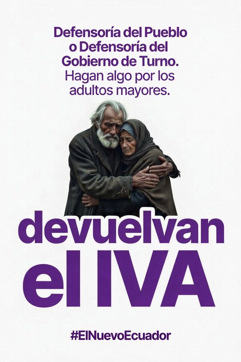 Adal_2018's tweet photo. @DEFENSORIAEC @DefPublicaEC @FiscaliaEcuador @RegistroCivilec Hablan de ‘toma de conciencia del maltrato en la vejez’, pero ignoran miles de mensajes de adultos mayores que reclaman la devolución del IVA.
Tenerlos meses sin pagar también es una forma de maltrato.
Menos reuniones y más soluciones reales. @SRIoficialEc @DanielNoboaOk https://t.co/vPqx77Srgx