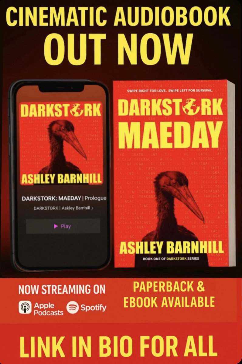 ashley_barnhill's tweet photo. DARKSTORK tech thriller cli-fi! 📕🌎💻🐦‍⬛ 
Ch 10 &amp; 11 out now! Cinematic audiobook podcast!
Cast: @kyleumemba @middulph @khayafraites 
Scored &amp; sound designed by me. 
Book editor: @ScarlettGraceHS 
book &amp; audiobook out now! link in bio. https://t.co/omF6l63W90