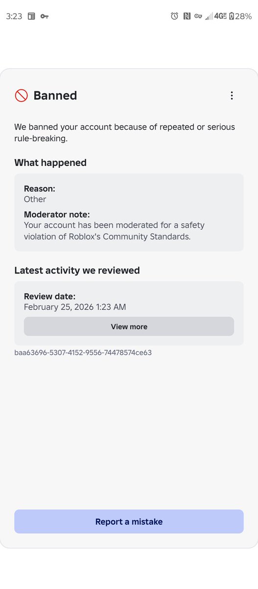oofoofergang79's tweet photo. @Roblox @DavidBaszucki Can you also take a look at your ai's moderation? Lots and I mean lots  of your users are getting falsely terminated despite doing nothing, and your support team is ignoring the appeals. https://t.co/Bx3ieFKqeO