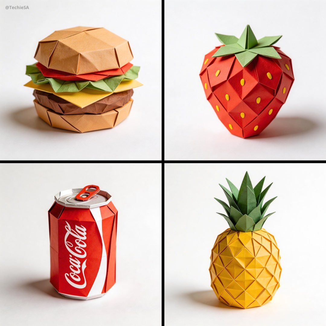 Food Origami by Seedream 5.0 Lite on @Hailuo_AI ️🍔 Prompt👇🏻