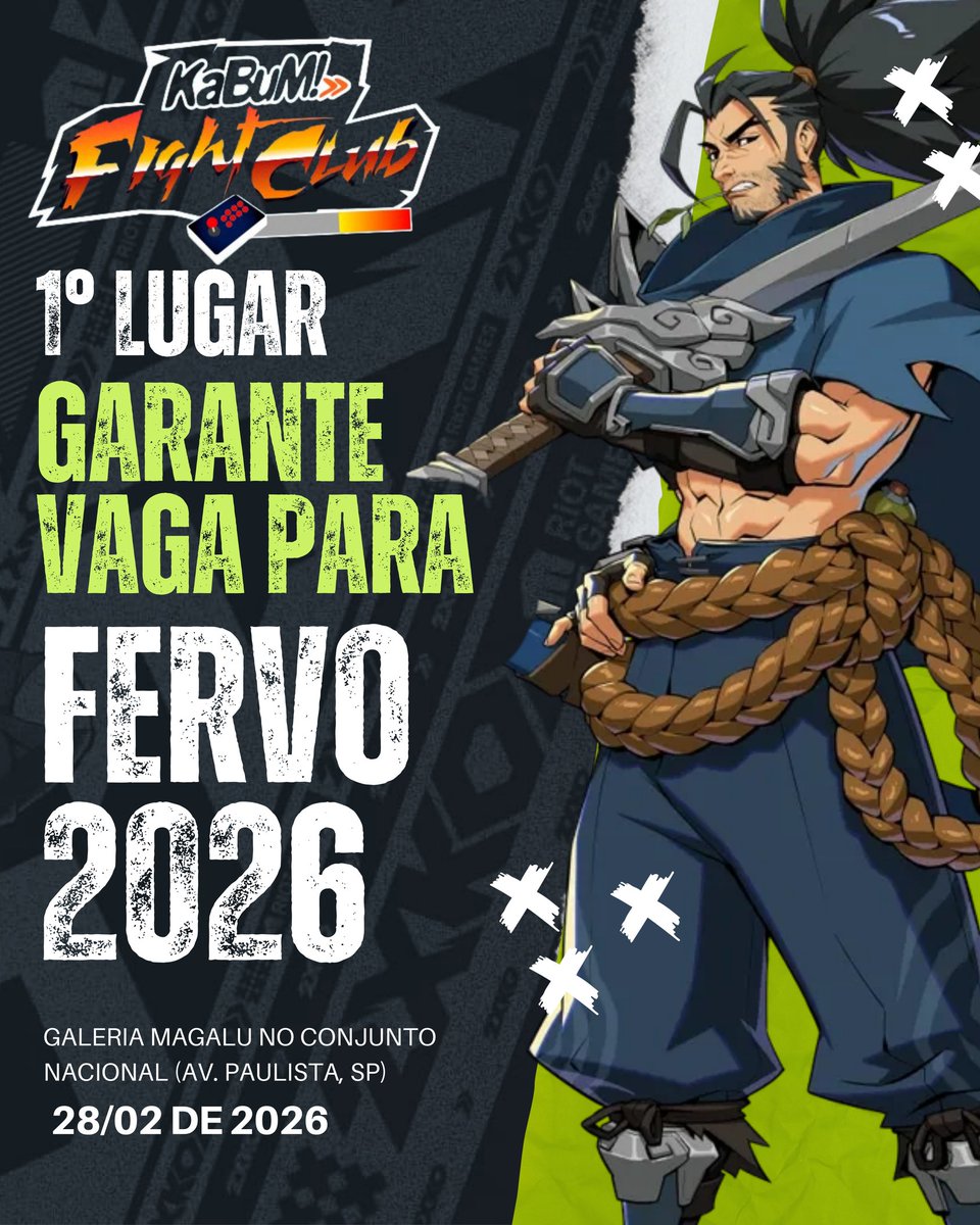 Meus amigos o Hype é real.
Aproveitem que as inscrições ainda estão abertas.

O vencedor de 2XKO no Kabum fight Club vai ganhar entrada Vip e inscrição no 2XKO pro Fervo 2026

Então bora se inscrever que ainda dá tempo!🔥
start.gg/tournament/kab…
RT = love!!

<a href="/kabum_gg/">KaBuM!GG</a> 
#Fervo2026