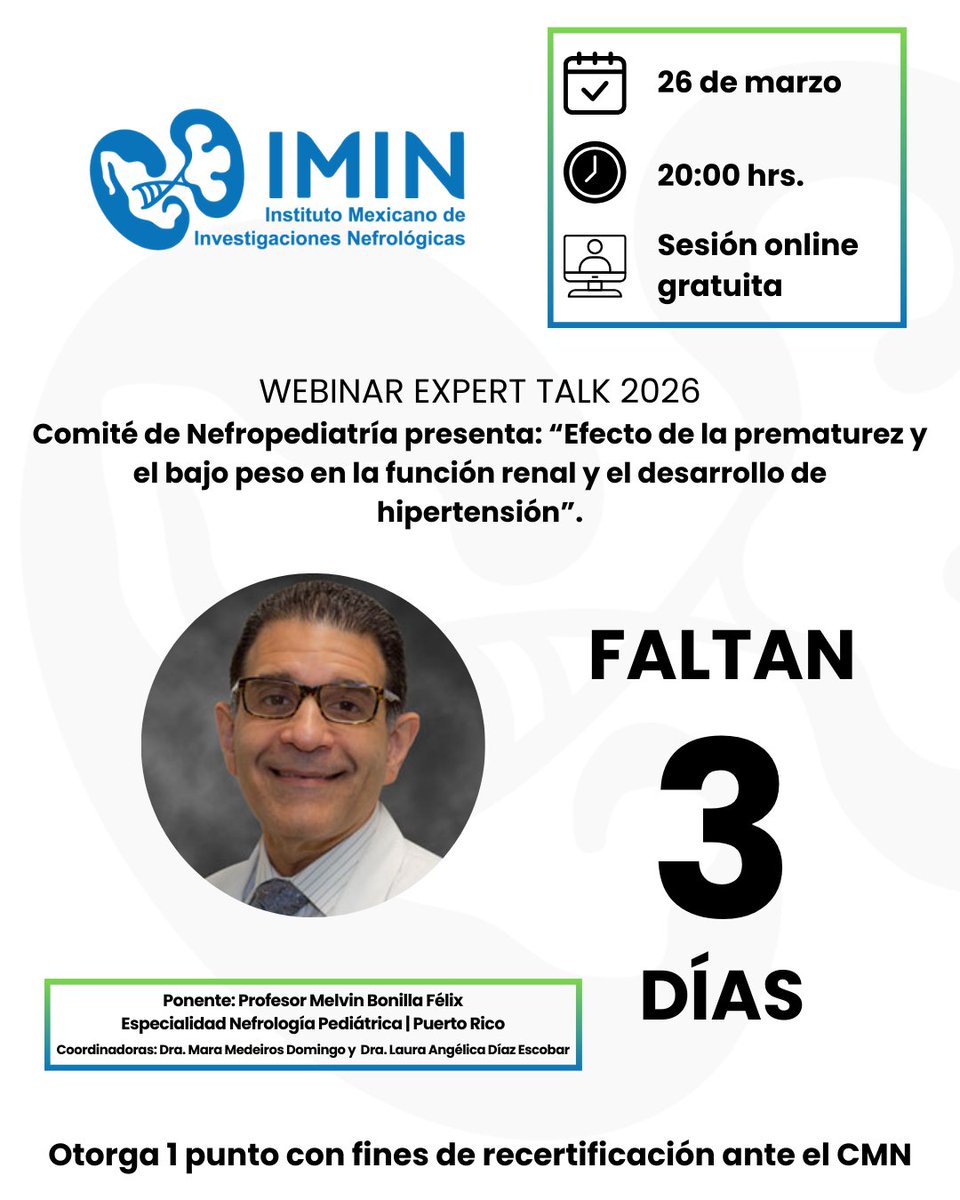 IMINmx's tweet image. ¡ESTAMOS A SOLO 3 DÍAS!

Prepárate para nuestro segundo Webinar Expert Talk 2026. ✨

📅 Jueves 26 de marzo | 20:00 hrs.
🖥 Acceso Gratuito | Modalidad Virtual.

…r.virtualcongress.integrameetings.com/imin_nefrologia

#WebinarIMIN #IMIN #SomosIMIN #ExpertTalk2026
