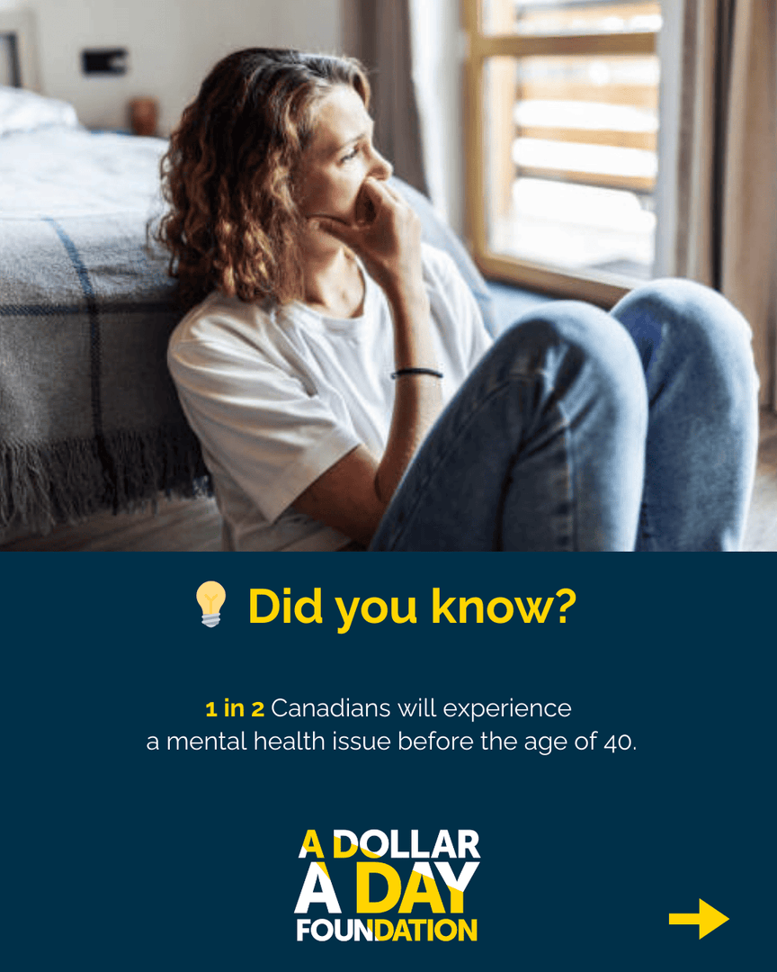 adollaradayfdn's tweet photo. 1 in 2 Canadians will face a mental health challenge before 40.

Small actions matter. Just $1 a day helps provide essential support.

Join our Dollar-A-Day community today: https://t.co/sKjJ9ltBCY
 
Help us make change, one dollar at a time. 💙

#ADollarADay #MentalHealthMatters https://t.co/lYwuDnv6gb