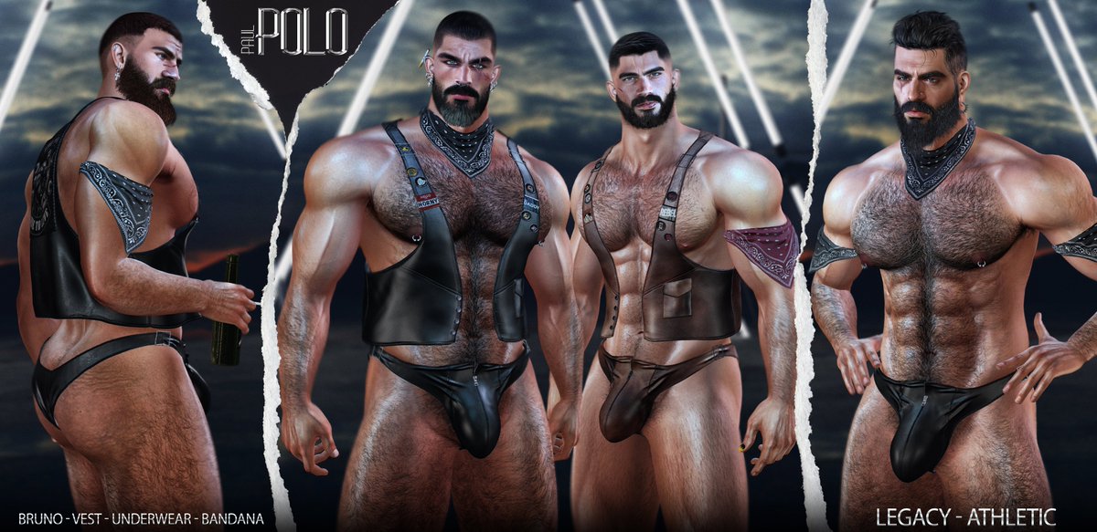 PoloPaul_MF's tweet photo. Introducing the new Bruno - Vest - undewear - bandana. This stylish set includes 6 color options. Vest &amp; badges sold for 250L and Underwear sold for 250L and bandana sold for 150L. Available exclusively this February 27th at 1PM SLT - MANHOOD EVENT.

TP:https://t.co/eqvilxE0LQ https://t.co/q07s9y7gZT