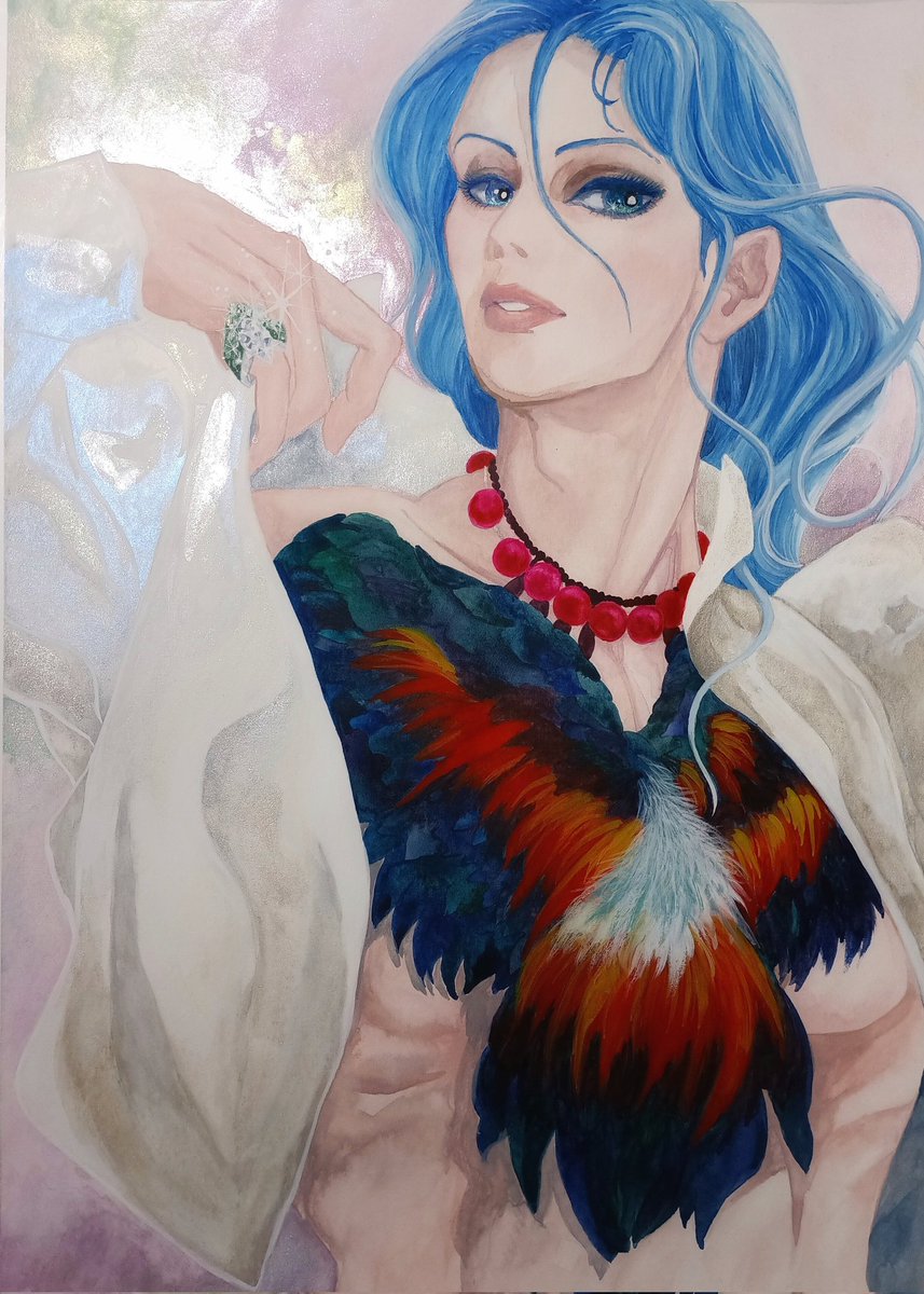 mieuxmieux_x's tweet photo. #今月かいた絵を晒そう その①
#アナログはいいぞ 　#ART祭
去年末-正月疲れが押し寄せる
今月は、2枚のユッタリ月間。 https://t.co/mfdE0poZW8