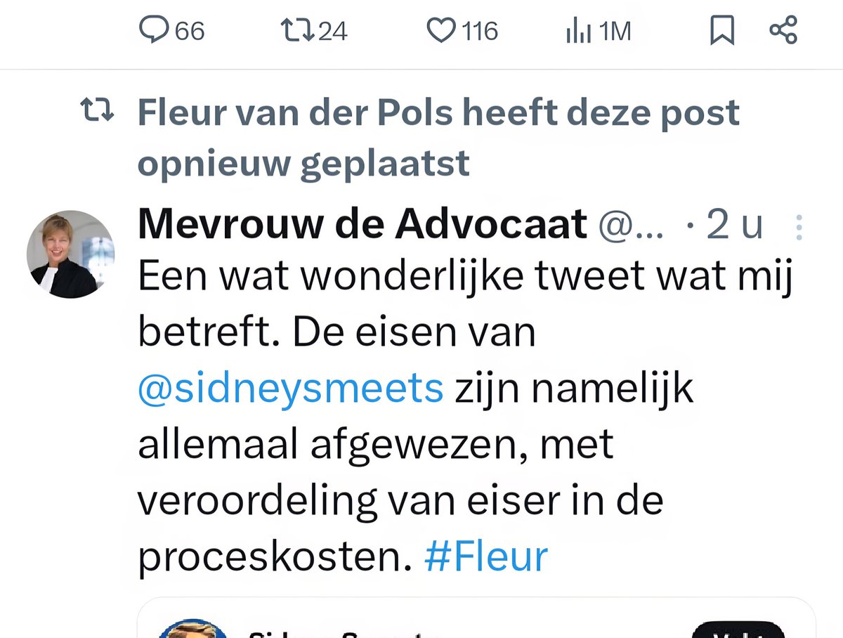 Persoonlijk zou ik als advocaat het niet prettig vinden om twee keer opnieuw een tweet op een tijdslijn te zien, met de tekst erboven dat de rechtstaat niet deugt. Maar goed wie ben ik.