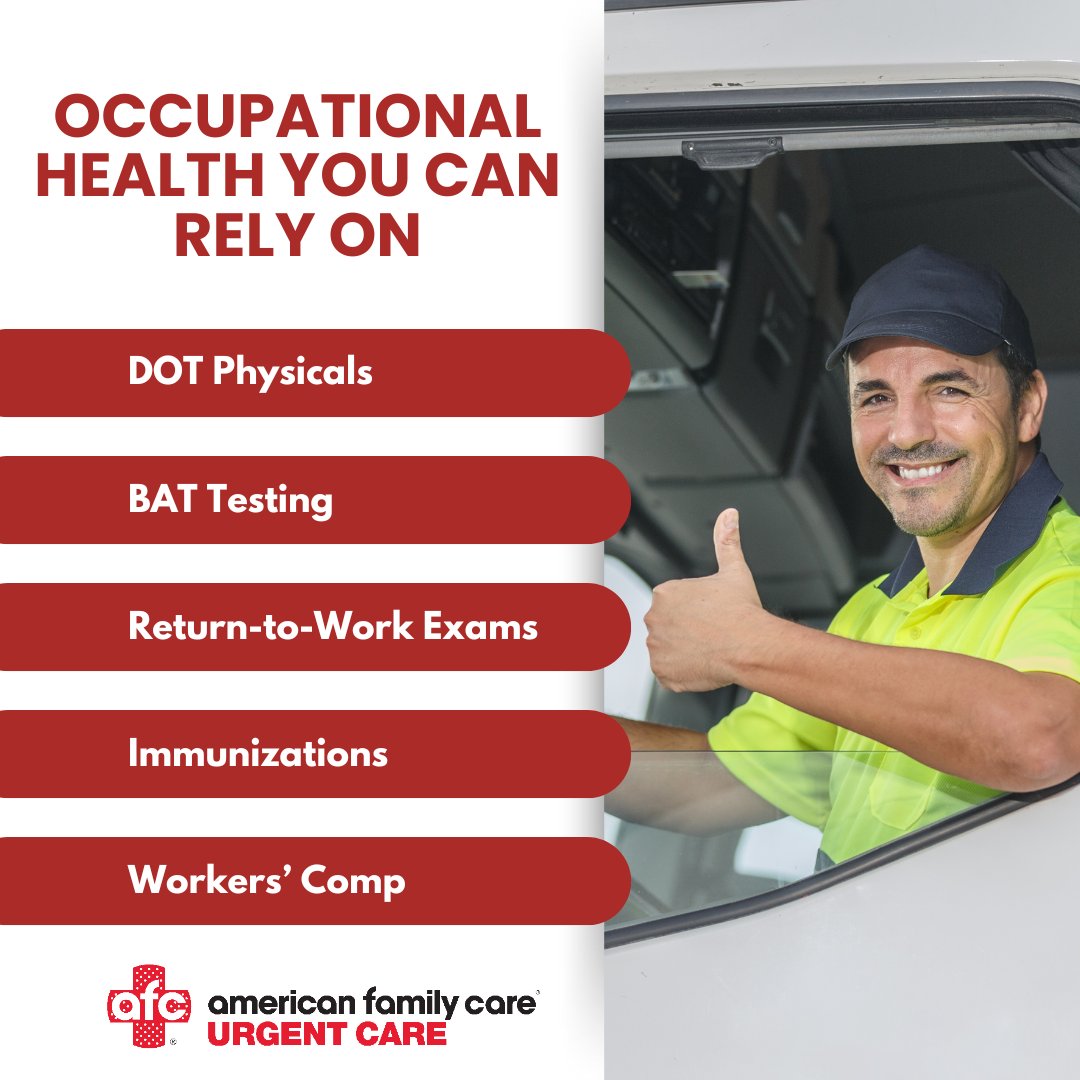 AFCwestorange's tweet photo. Work shouldn’t slow down because of a health issue. Our occupational health services help you stay safe, meet workplace requirements, and get back to work quickly. Quality, efficient care designed with your job in mind. https://t.co/tnsEfk9j2f