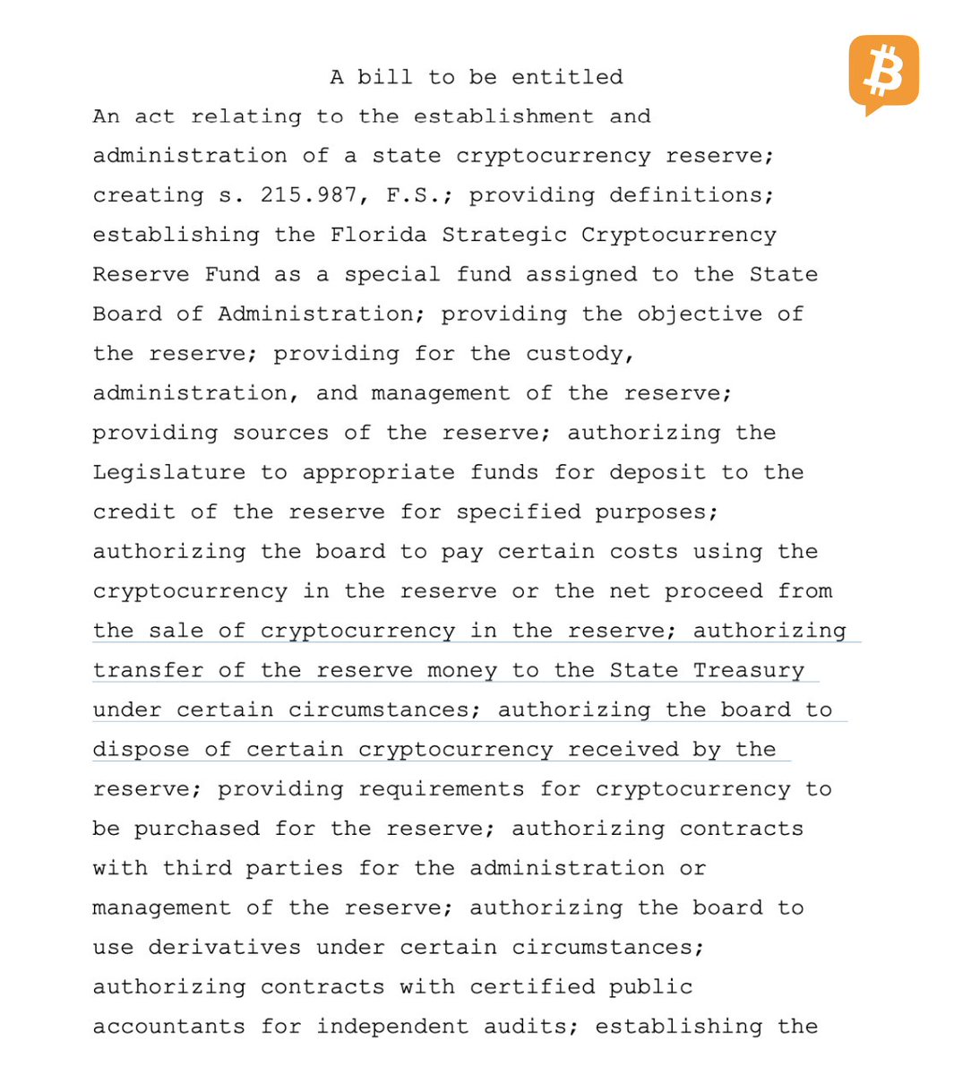NEW: 🇺🇸 Florida advances its bill to establish a Strategic Cryptocurrency Reserve Fund.

📜 H1039 passed the House Commerce Committee in a 22-2 vote this week, and would allow the state to invest in cryptocurrencies with a market cap of at least $100 billion.