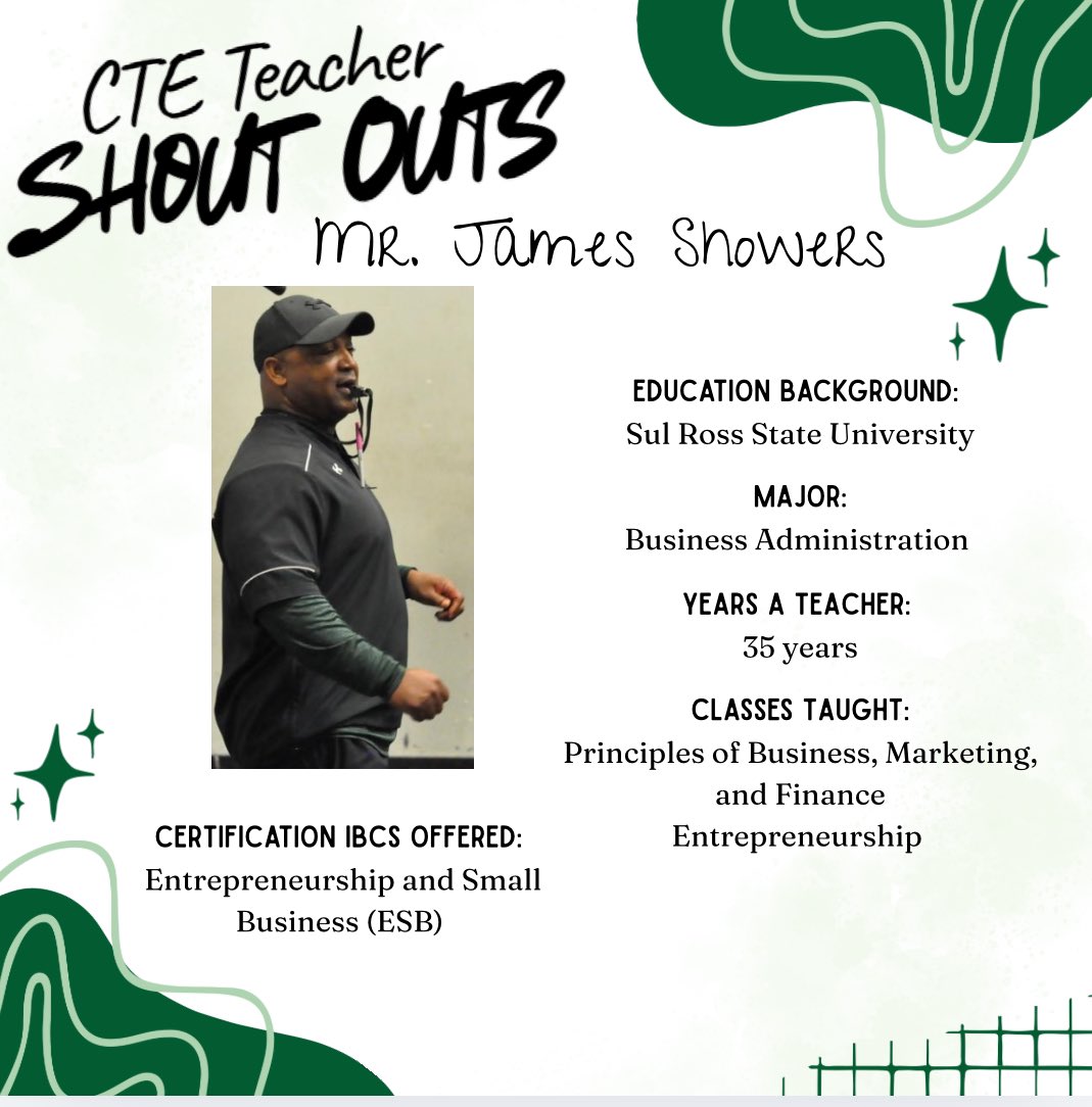 KPHSNTHS's tweet image. CTE Teacher Shoutout: Coach James Showers- Business
Preparing students for success in business and beyond. #CTEMonth #HumbleCTE #WeAreKPark @HumbleISD_KPHS @HumbleISD_CTE
