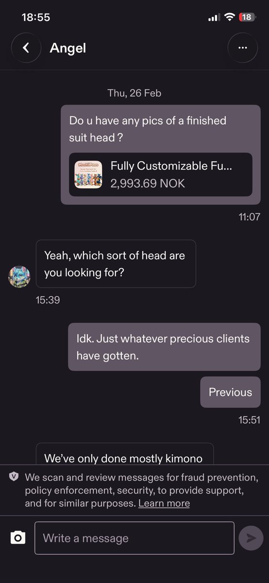 NorwegianFennec's tweet photo. Baited a seller on Etsy who seemed scammy.
I believe they are, so if you are able to report them.
I believe they are using @Fursonafy ‘s pictures as their own. IF I am mistaken in this please let me know.
Just don’t want people to get scammed.
#ArtistBeware https://t.co/QZJ8wZ17bj