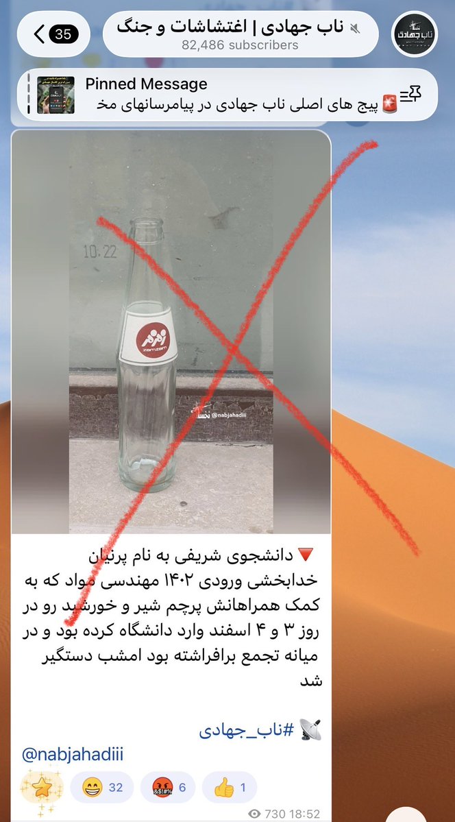 حرومزاده‌ها #پرنیان_خدابخشی رو بازداشت کردن، الانم دارن تو کانالاشون تهدیدش می‌کنن.
لطفا تا می‌تونید اسمشو پخش کنید و در قدم بعد این مدل کانالا رو ریپورت کنید.