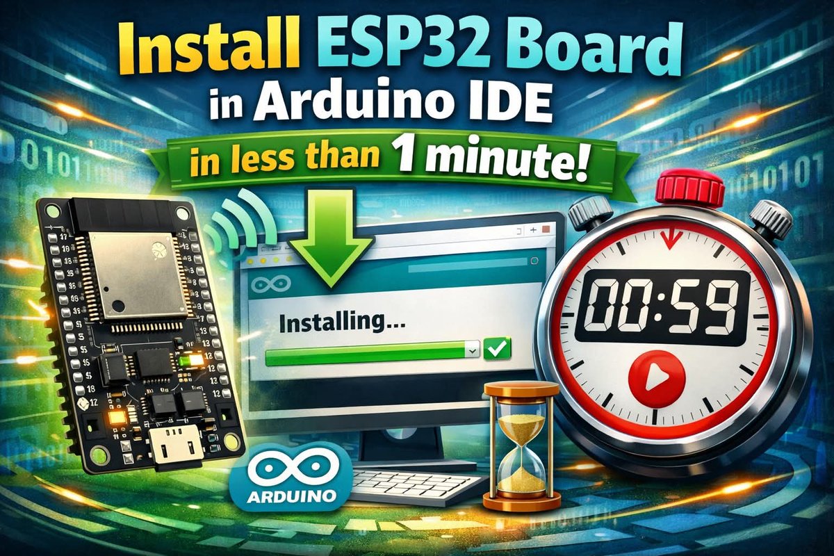 ebokify's tweet photo. Install ESP32 Board in Arduino IDE in less than 1 minute 
https://t.co/nFdvEcpQqq 

🔥 Top 6 ESP32 eBooks 
https://t.co/Hxqate8M7u

#ESP32 #ESP32S3 #ESP32C6 #ESP32CAM #ESP32Display #ESP32Project #ESP32Tutorial #Espressif #Arduino #IoT #Microcontroller #EmbeddedSystems https://t.co/FoK0SQ50dA