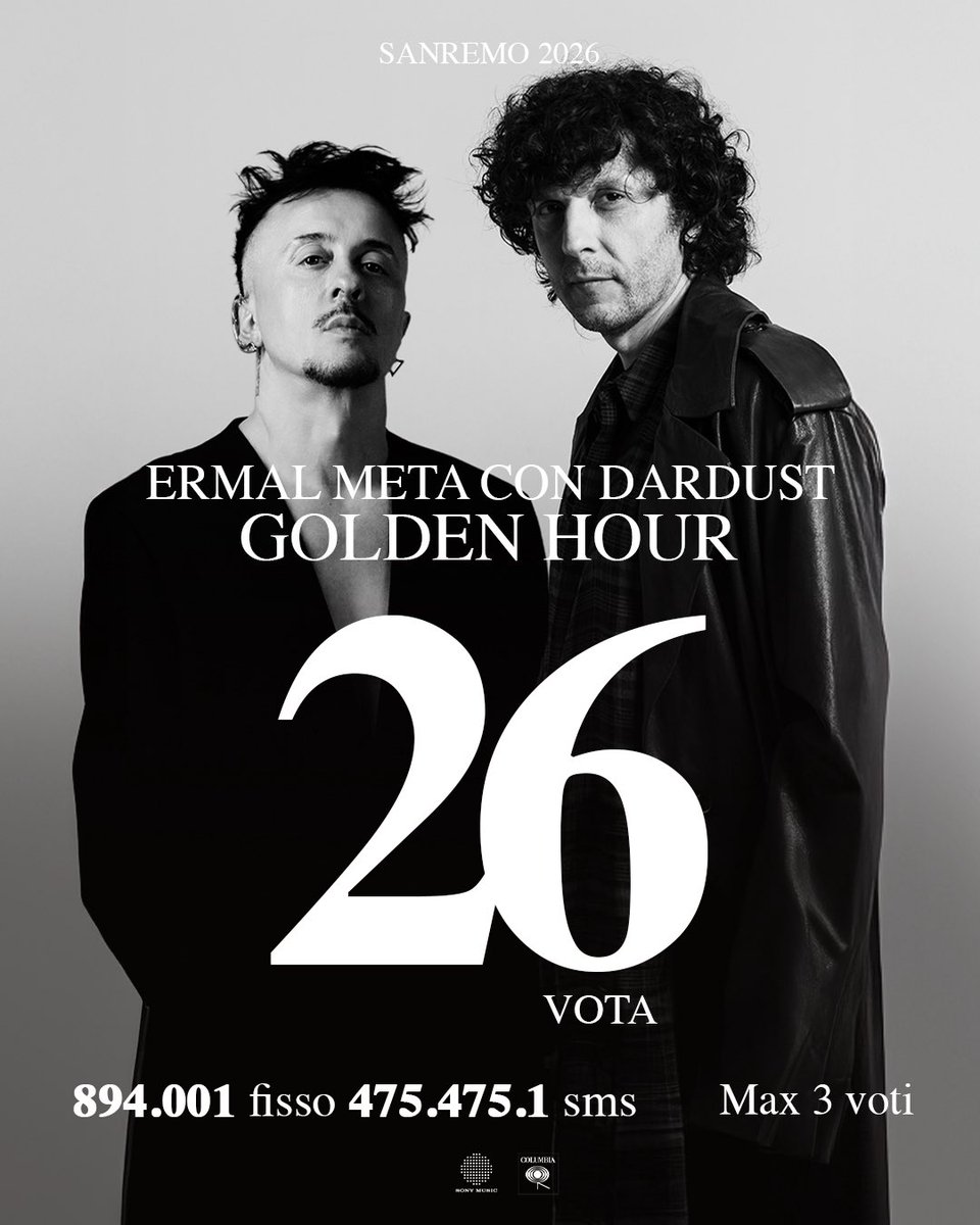 MetaErmal's tweet photo. Stasera con @Dardust canteremo e suoneremo #goldenhour di #jvke https://t.co/vglnrYCAy0