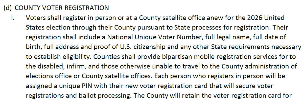 Oh my wow. Re-registration of all voters prior to the 2026 election.

Wow wow wow wow.