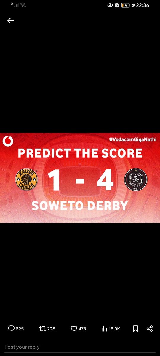 Sbuda_Mankind's tweet photo. @Vodacom @KaizerChiefs @orlandopirates #VodacomGigaNathi #ExtraordinaryRivalries #AlwaysHome #OnceAlways https://t.co/ogjCodIfMw