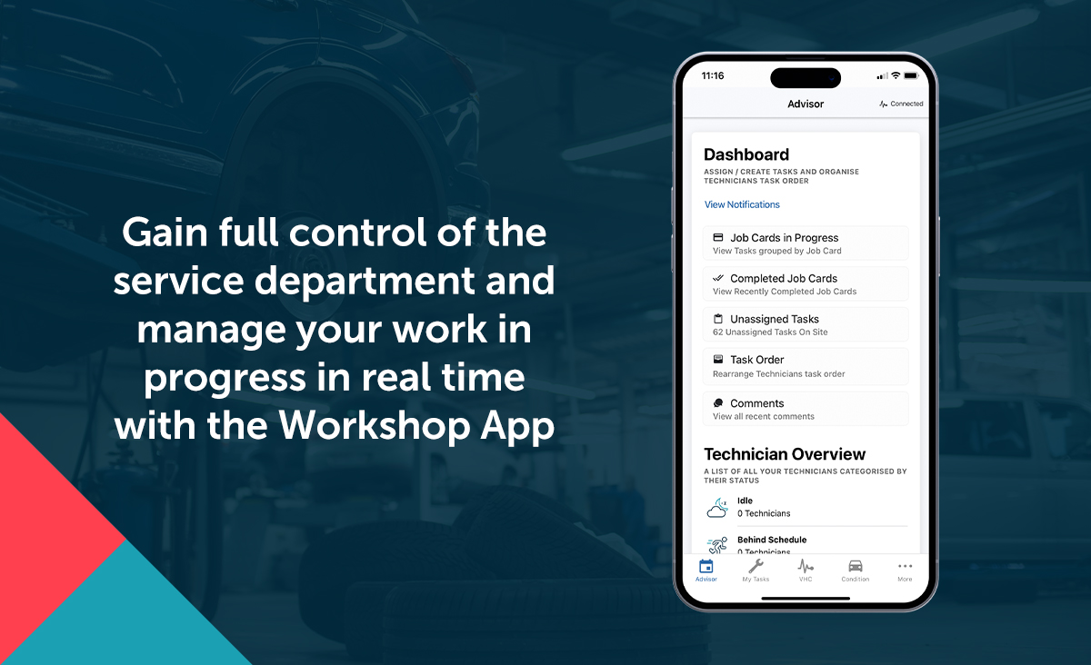 Manage your workshop from anywhere by instantly viewing work in progress and assigning technician tasks with the Workshop App: dragon2000.co.uk/workshop-app/