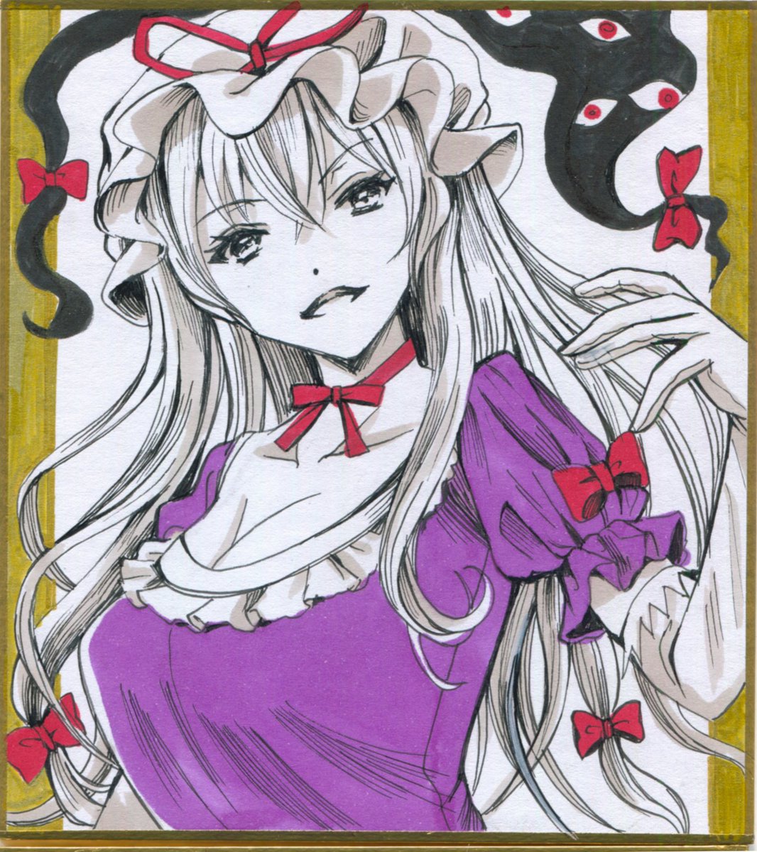 アナログ絵】紫さまの小色紙その2完成～✨