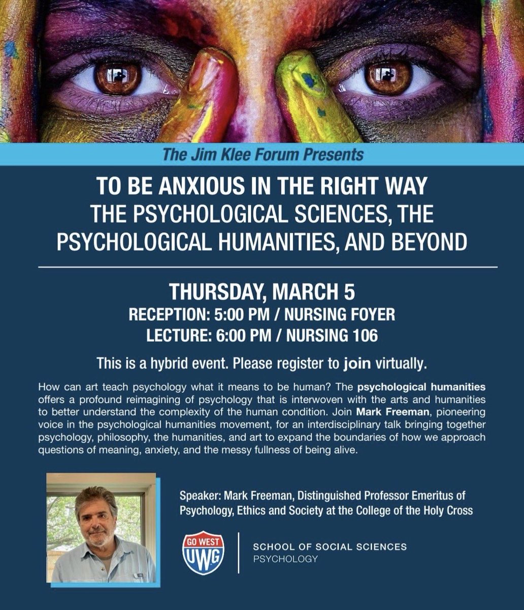 fleur2017's tweet photo. Dr. Mark Freeman will be speaking about his decades of work helping to pioneer the “psychological humanities” movement — a transdisciplinary approach to psychology that welcomes ways of knowing. 

This is a hybrid event and virtual.
https://t.co/uiJdrqPzRF https://t.co/JccMnHNPet