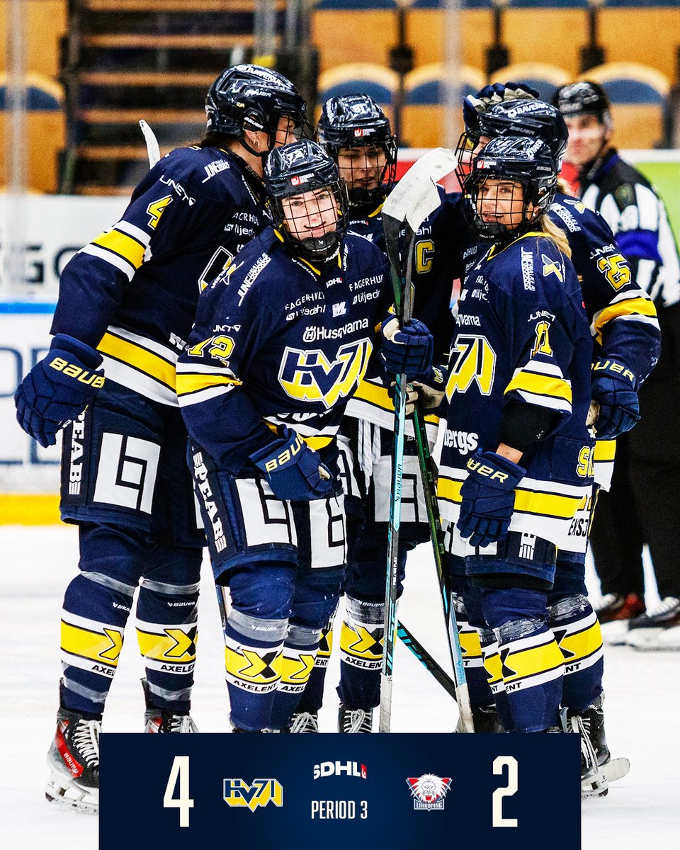 HV71's tweet photo. VINST!!!

HV71 vinner mot Linköping med 4-2 i Husqvarna Garden! HV71:s målskyttar: Emmi Rakkolainen, Kennedy Bobyck, Julia Shaunessy och Alva Johansson🚨

Stort tack till alla som var på plats och stötta fram 3 poäng🤩 https://t.co/wLFIaFCH6n
