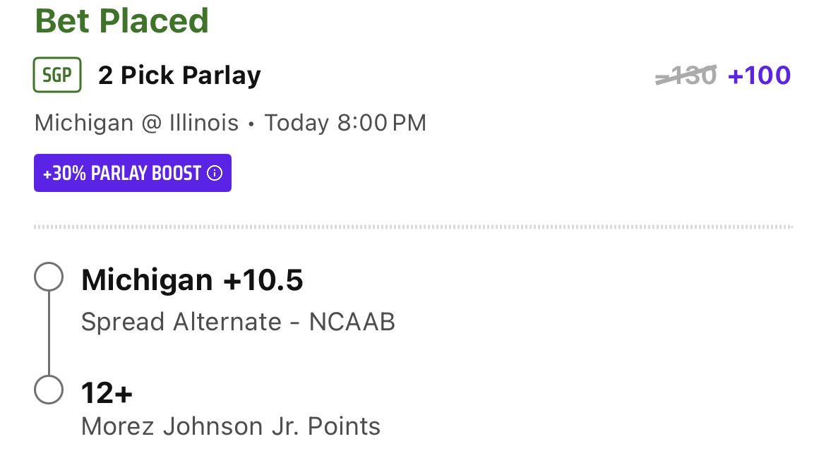 GTTMParlayJuice's tweet image. FRIDAY NIGHT CBB HOOPS collab 🏀🏃🏾‍♂️
Courtesy of: @GTTMParlayJuice • @MidwestMadDog 

〽️ MICHIGAN +10.5
〽️ MOREZ JOHNSON JR. 12+ POINTS
(+100) BOOSTED 30% via @DKSportsbook

Come lock in with us tonight &amp;amp; make  some bread 🍞
