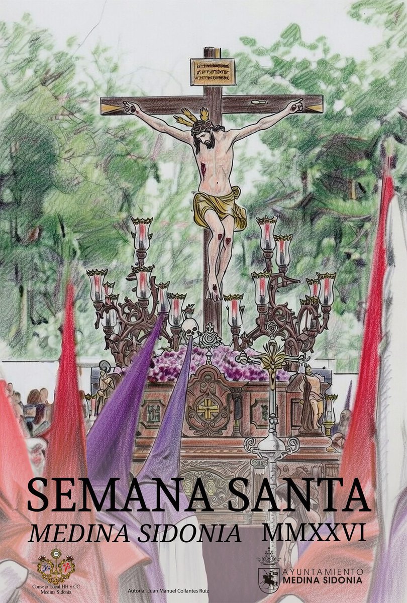 HdaddelBarrio's tweet photo. 𝐂𝐀𝐑𝐓𝐄𝐋 𝐒𝐄𝐌𝐀𝐍𝐀 𝐒𝐀𝐍𝐓𝐀 𝐌𝐄𝐃𝐈𝐍𝐀 𝐒𝐈𝐃𝐎𝐍𝐈𝐀 𝟐𝟎𝟐𝟔

Acaba de presentarse en el salón de plenos del Ayuntamiento el cartel de la Semana Santa de nuestra ciudad, obra de nuestro vecino D. Juan Manuel Collantes Ruiz.

… https://t.co/pEkf8se6bJ