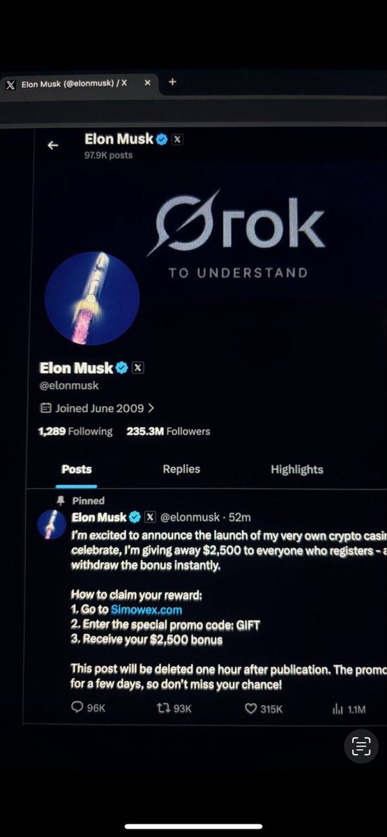 RodriguezVaalen's tweet photo. @SpaceX @elonmusk @Starlink Elon! A friend has been hacked and this was sent to all their contacts. There’s a website using your image and your companies to scam through a casino page. @elonmusk https://t.co/GYQq8KAMRG