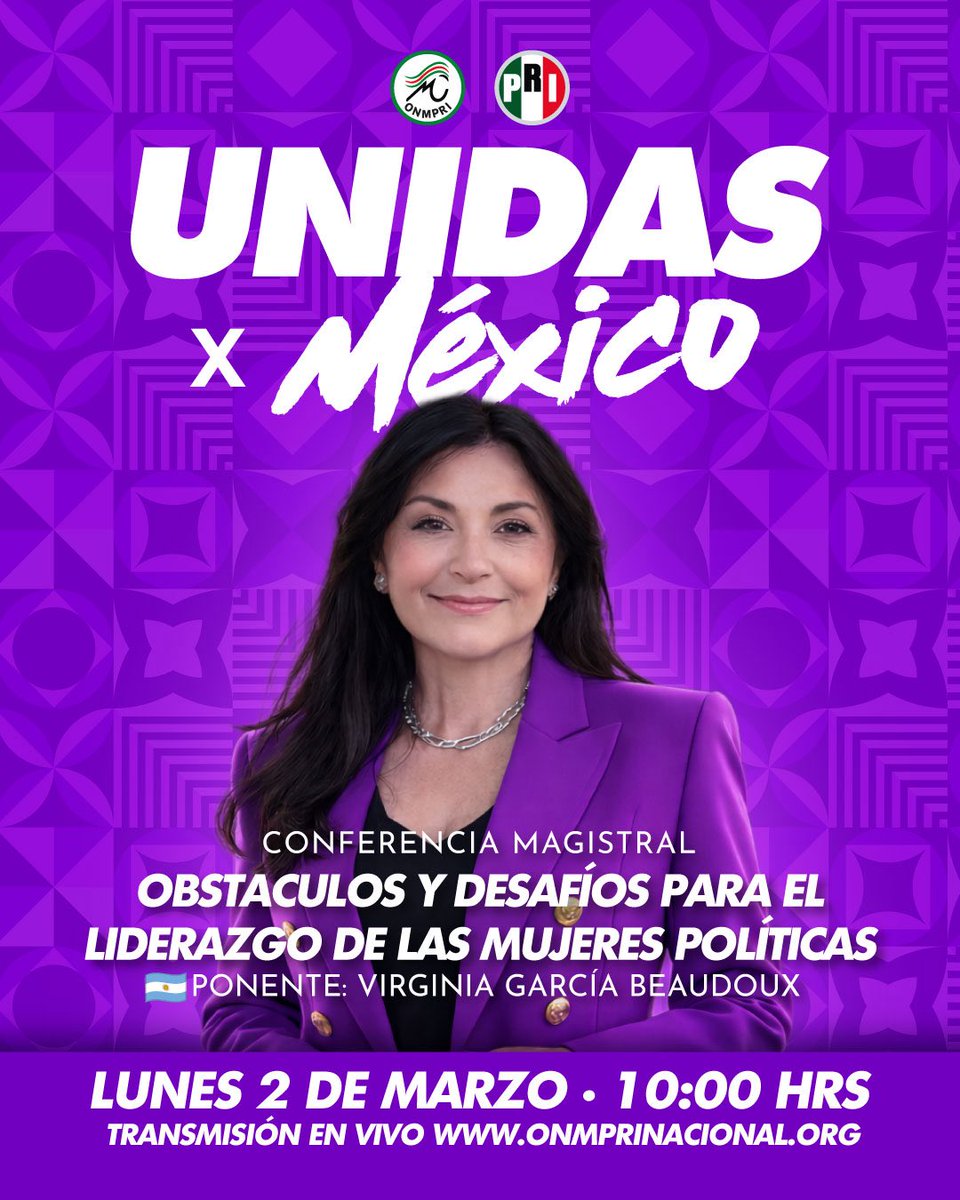 Acompáñanos a la primer conferencia magistral “Unidas por México”, impartida por Virginia García Beaudoux
Aprende sobre los obstáculos y desafíos para el liderazgo de las mujeres políticas.

📅 2 de marzo a las 10:00 AM
🔗 Inscríbete en onmprinacional.org

#UnidasPorMéxico