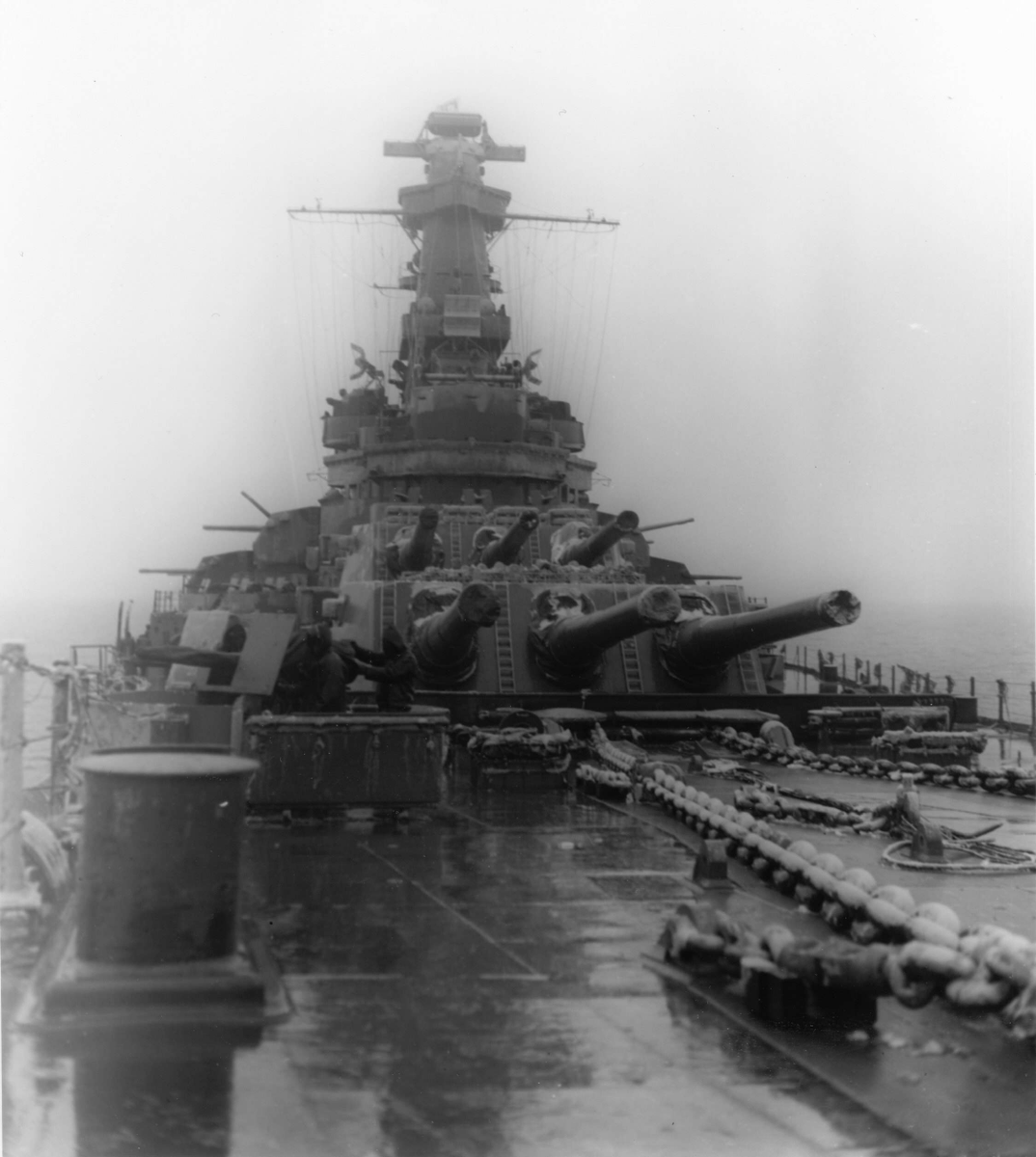 Superstructure of USS Alabama while underway in the Atlantic Ocean, 4 ...