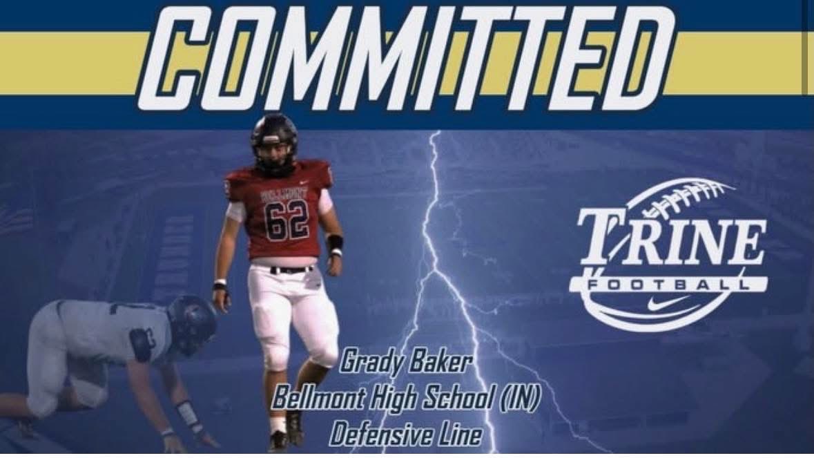 Bellmont_FB's tweet photo. Big Ups to Grady Baker and his decision to play football at Trine! https://t.co/ms5oKUbZqd