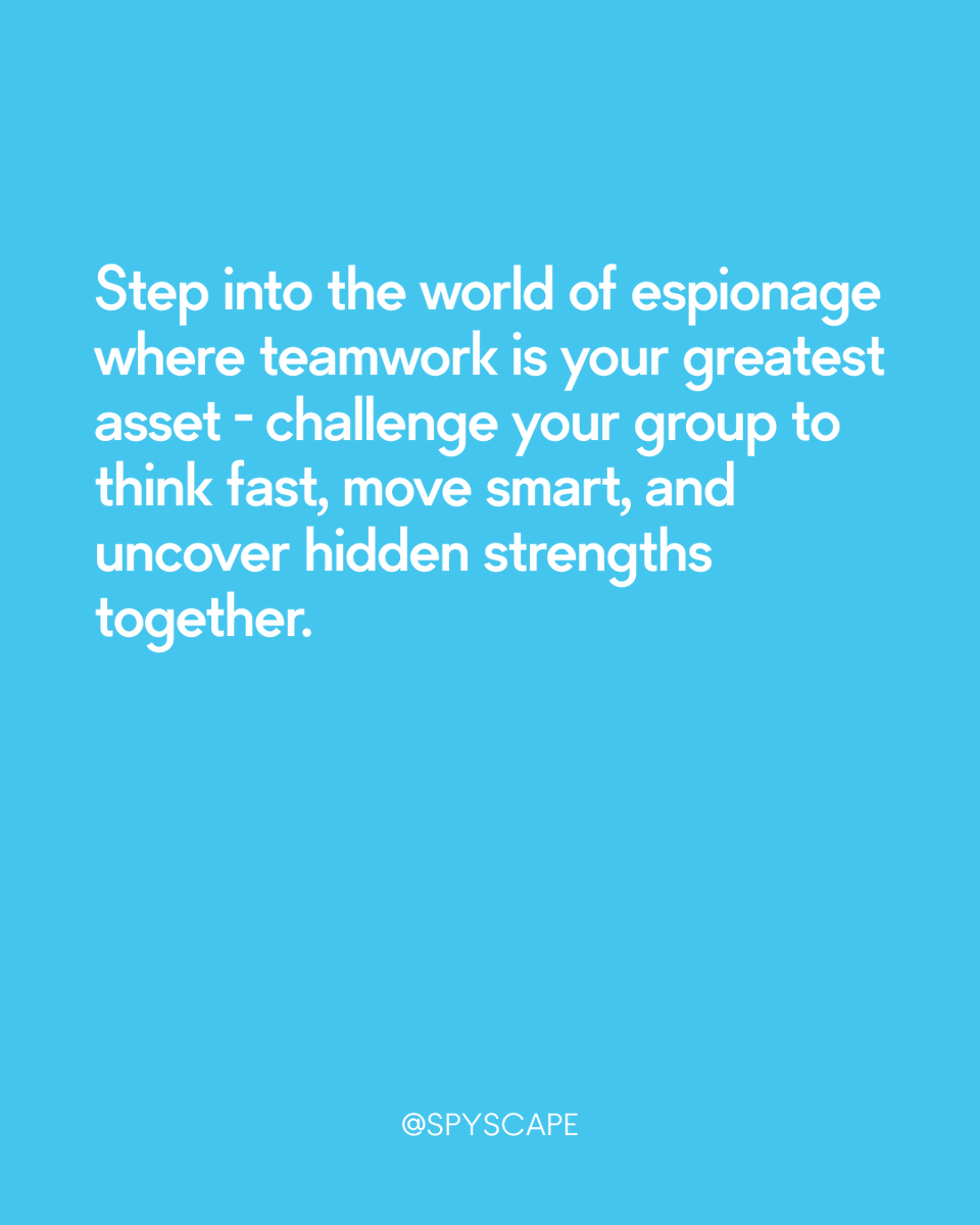 spyscape's tweet image. Think fast, move smart, and uncover hidden strengths together. Book your team event now: spyscape.com/teams #teambuilding