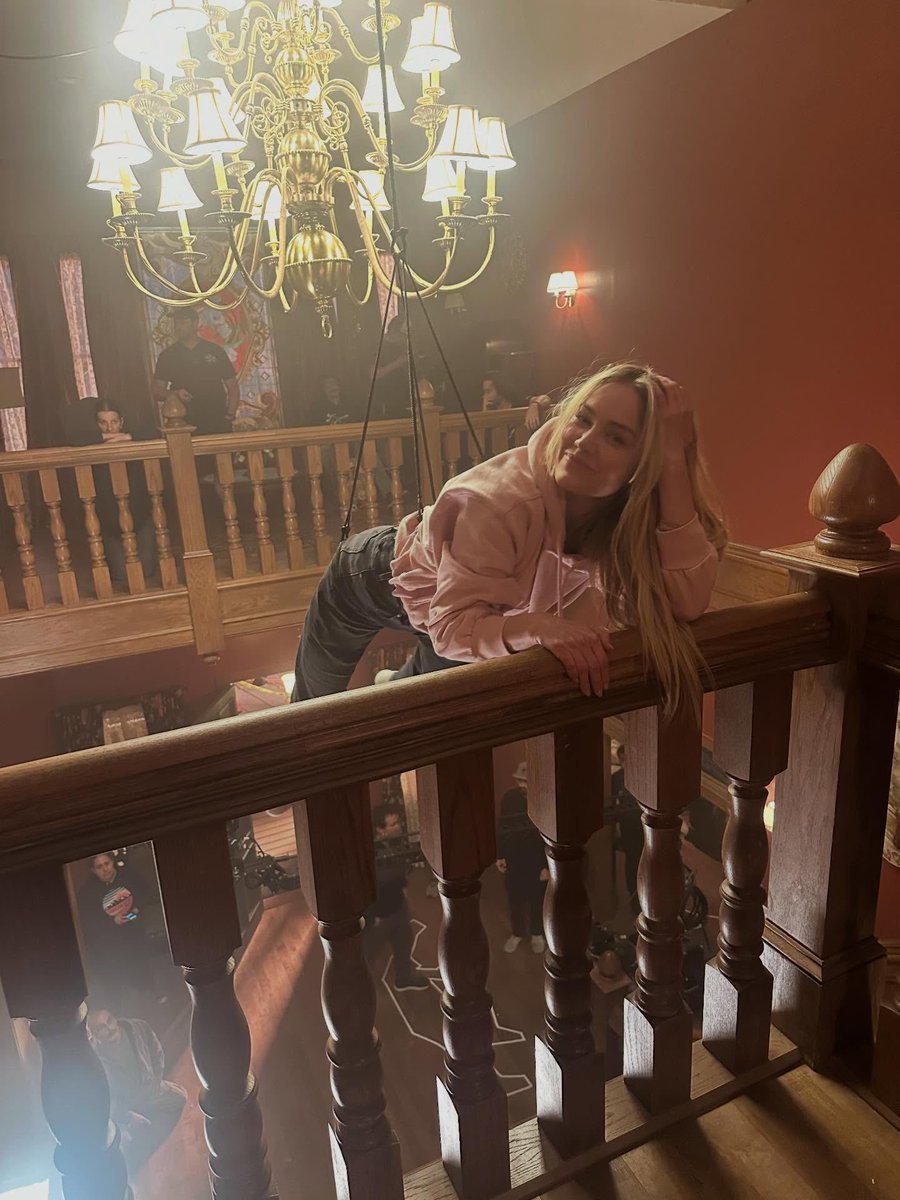 BTS pictures of Michelle Randolph in Stu’s house as Madison in #Scream7.