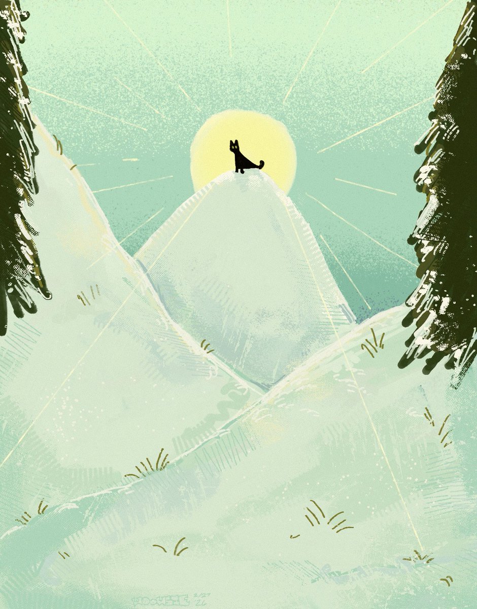 quick thing based on a dream i had of my cat running through snowy hills while i took a lot of beautiful pictures of her