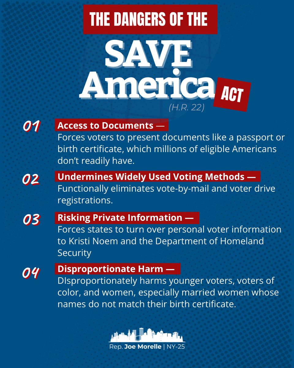 debspond's tweet photo. The SAVE America Act puts millions of American citizens, not undocumented immigrants, at risk of losing access to the ballot, all in the name of solving a problem that doesn't exist.

Demand your senators keep it off the floor.  #SaveActTaxesYourVote https://t.co/xdKcZ6vHUJ