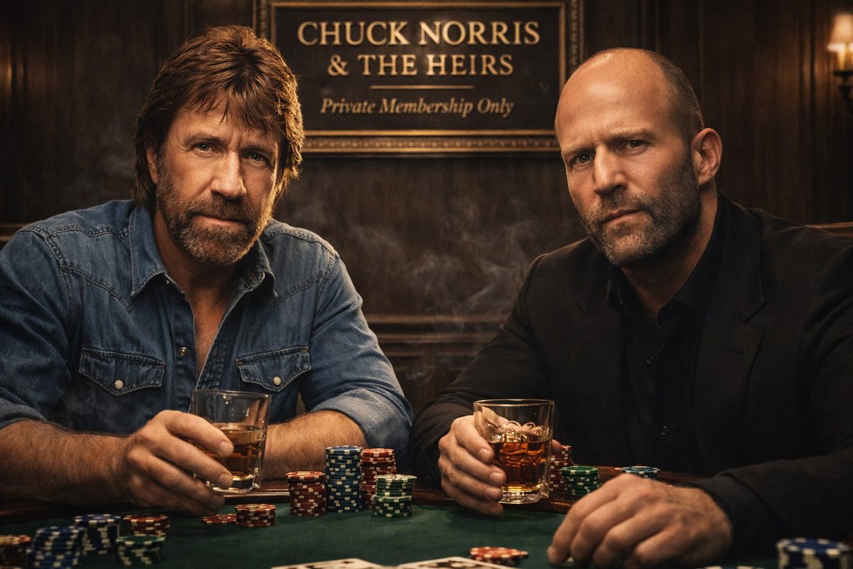 summr's tweet photo. Jason Stathamhez a valóság is alkalmazkodik. Annyira, hogy még csak azért nem Chuck Norris örököse (=mindenre képes, mindent túlél), mert Chuck Norris még él. #jasonstatham #chucknorris https://t.co/Q2Hhiq1abQ